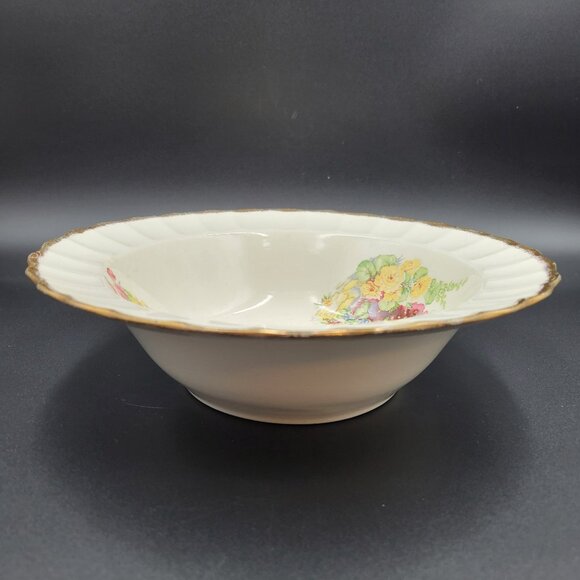 Vintage Hollyhock Bowl Sovereign Potters Canada Earthenware Gold Rimmed Read - Picture 6 of 13